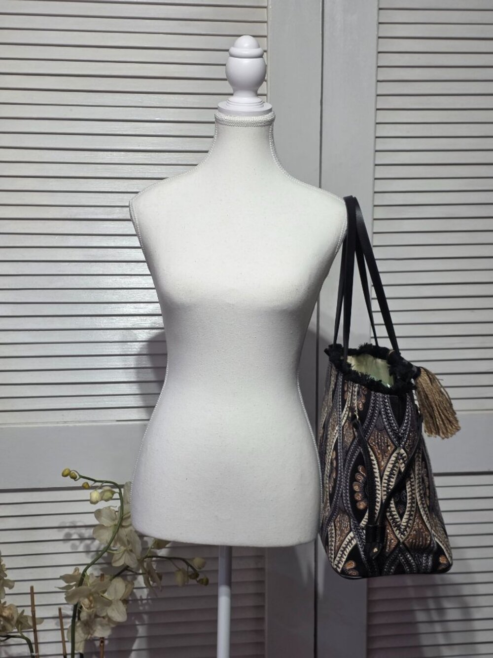 Spartina 449 Womens Embroidered Bellinger Batik Jetsetter Tote Handbag Sz L 3937